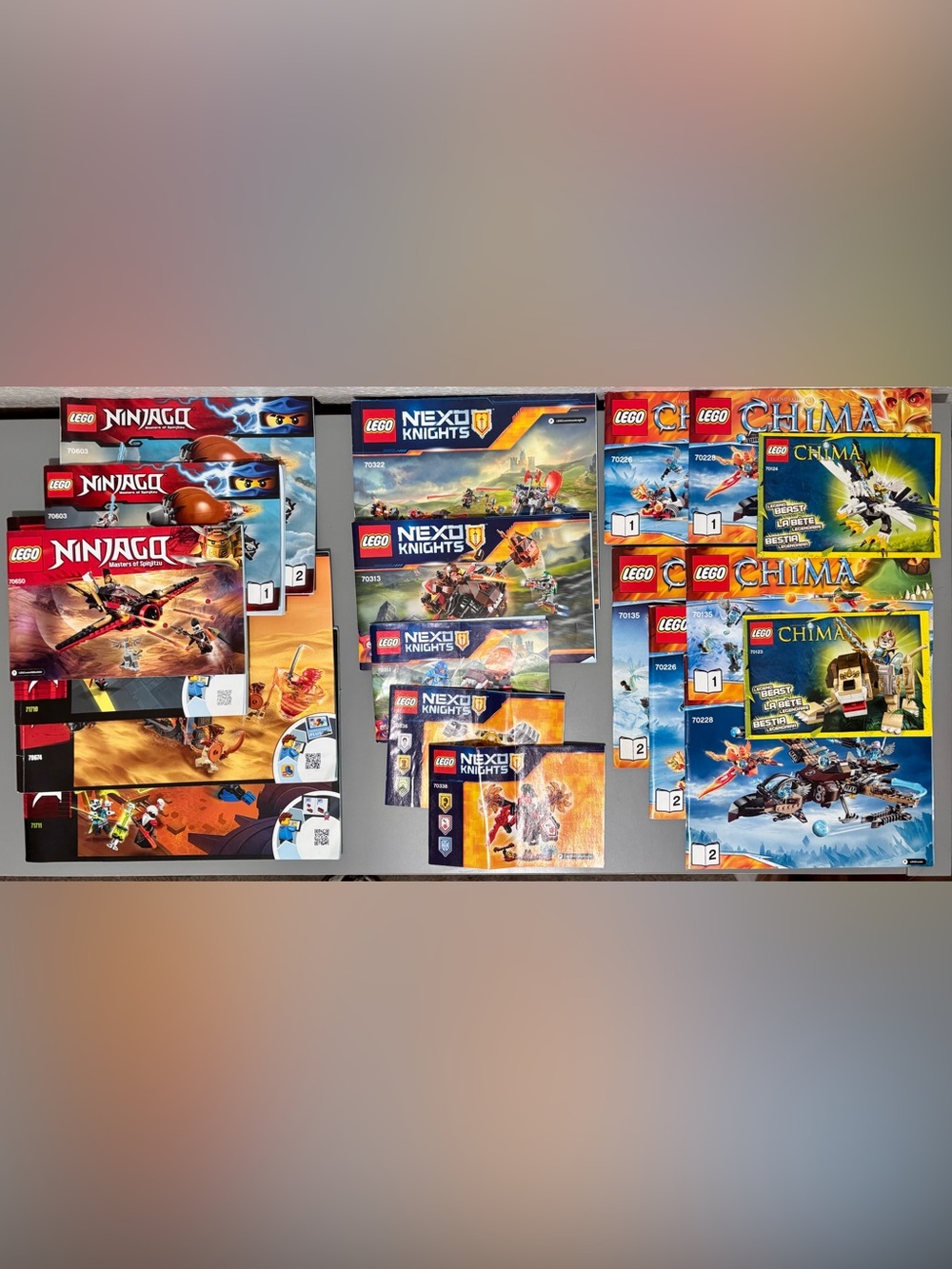 Lego Ninjago, NEXO Knights And Legends Of Chima Instruction Manual Lot Of 19